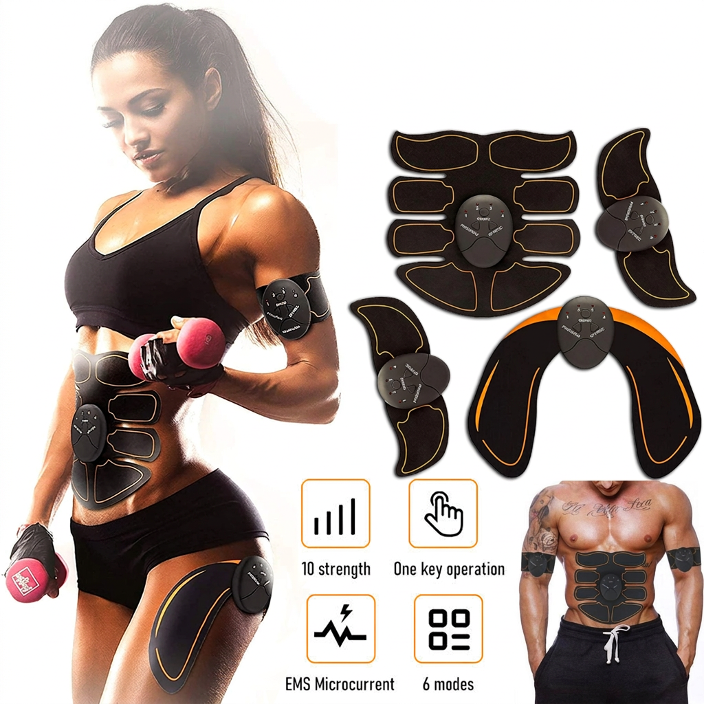 EMS Muscle Stimulator & Abs Trainer - 10 Strength Levels, 6 Modes, EMS Microcurrent Technology